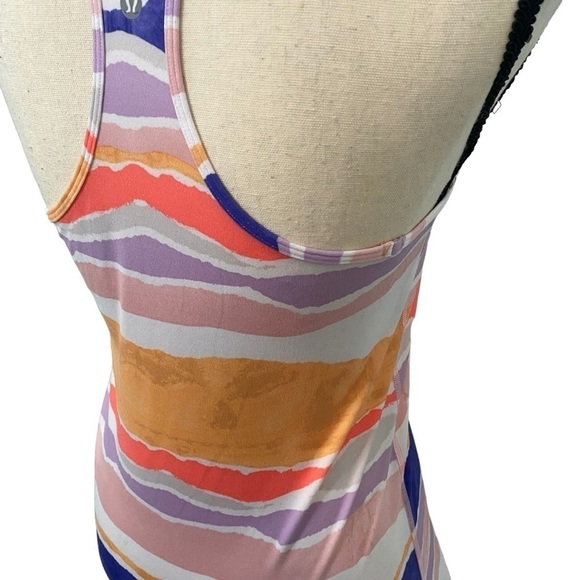 Lululemon Cool Racerback Beacher Stripe White Iris Flower Orange Purple Sz 2/4 - Picture 7 of 11